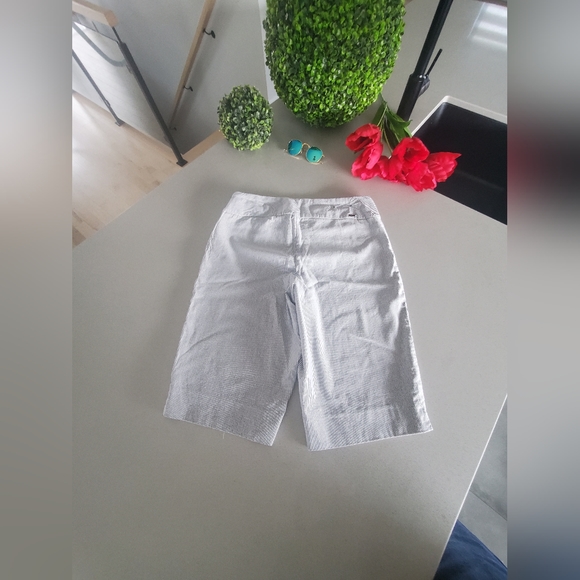 S.C. & CO. Beau bermudas rayé de couleur bleu-gris et blanc - Picture 5 of 8
